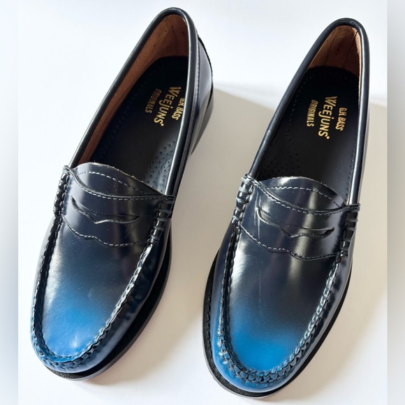 Bass Weejuns Blue Whitney Ombré Leather Slip On Penny Loafers - Picture 1 of 11